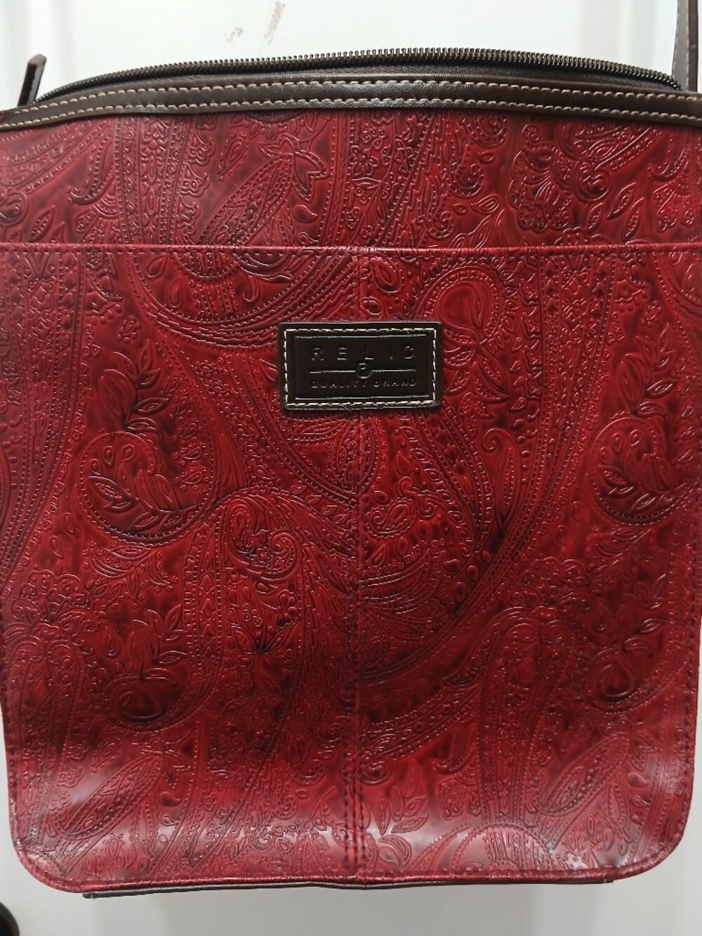 Relic Faux Leather Tooled Shoulder Bag
